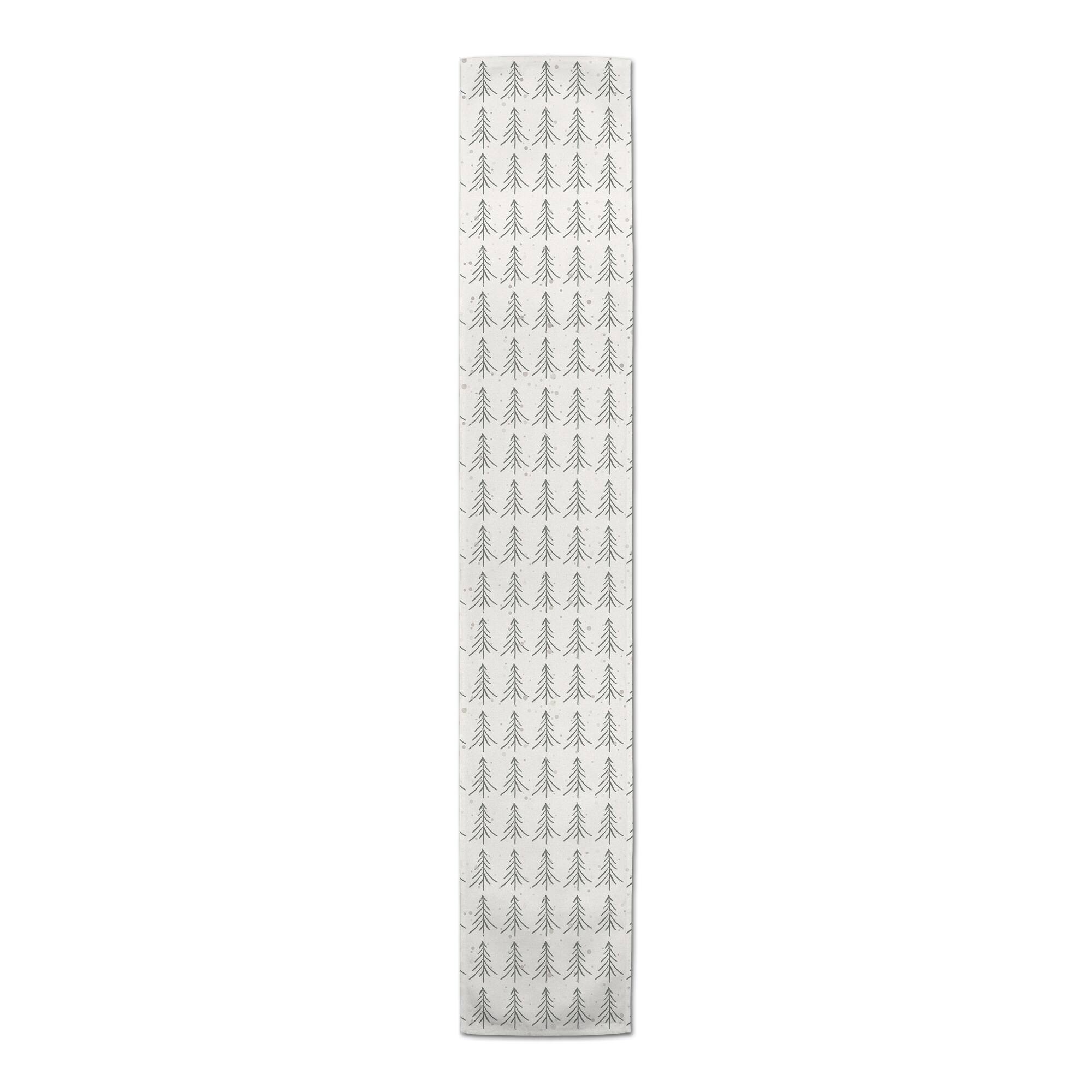 Tree Winter Snow 16x90 Poly Twill Table Runner